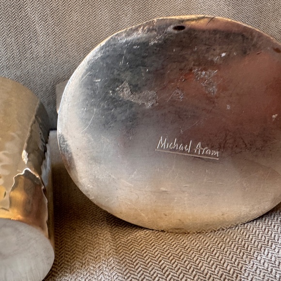 Michael Aram Silver plated Hammered Coffee / Teapot Sugar Bowl & Creamer - Picture 11 of 13